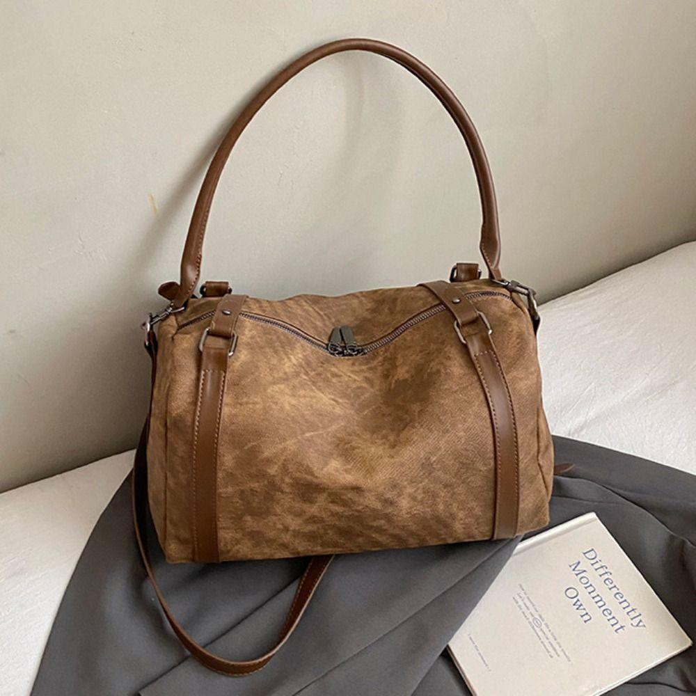 Korean Style Bowling Shoulder Bag Vintage Pillow Handbag Portable Boston Crossbody Bag  Travel