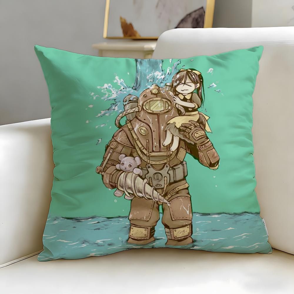 classic game BioShock Cushion Cover Soft  EasyWash Pillow Case  Versatile for Couch Bed Travel and Office