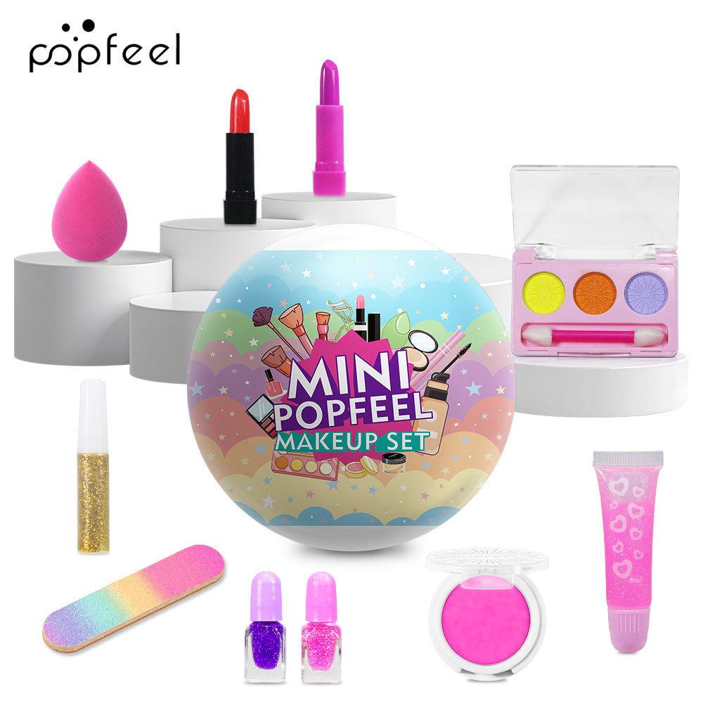 MINI Makeup Set - Cute Surprise Ball Cosmetic Kit for Girls, Portable Mini Lipsticks, Eyeshadow, Nail Polish & Beauty Sponge Birthday Gift