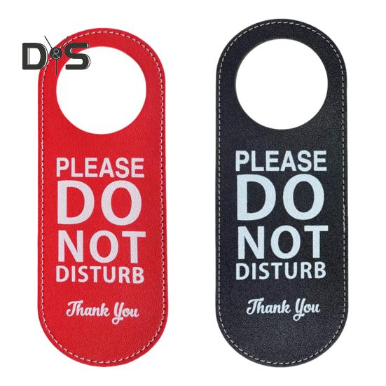 Do Not Disturb Door Hanger Double-sided Faux Leather Welcome Please Knock Home Office Door Handle Sign Hanging Decoration Ornament