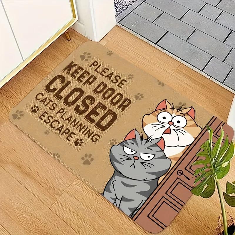 Cartoon Cute Cat Floor Mat for Bedroom, Kitchen, Porch, Entrance, Indoor and Outdoor Welcome Mat, Home Decoration