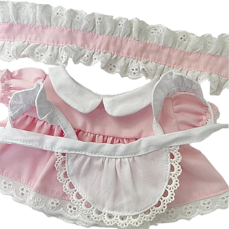 Niannyyhouse 20cm Plush Doll Clothes Headwear Dress Apron Maid Suit 8in Soft Stuffed Plush Dress Up (Black)