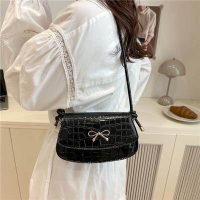 Mode Schleife Schulter Achseltasche schön einfarbig Sommer schlicht Pendler vielseitige Umhängetasche Damen