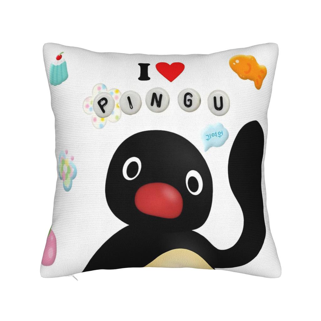 Noot Noot Poszewki na kwadratową poduszkę Pingu Pinga Pokrowiec na poduszkę z pingwinem Dekoracyjna poszewka na poduszkę do domu 18"x18"