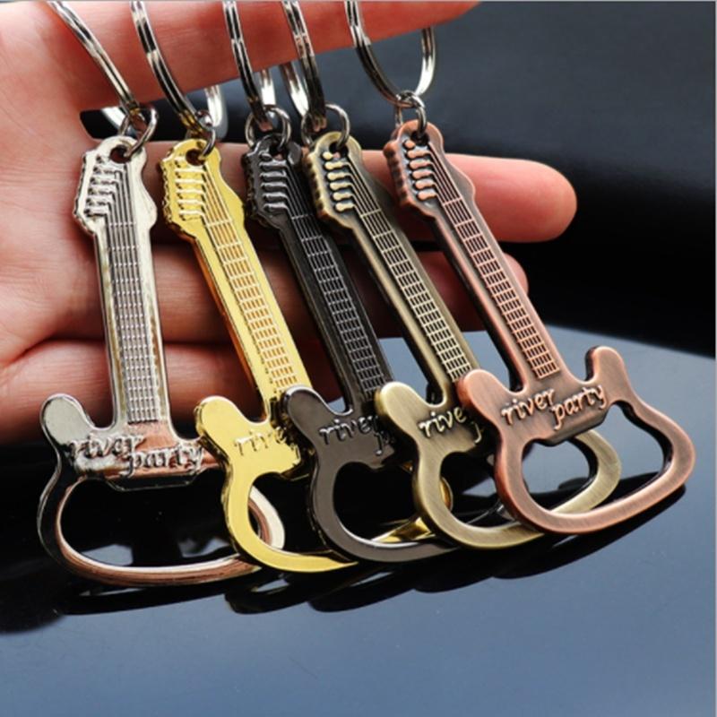 2018 Hot Guitar Beer Bottle Opener Alloy Key Chain  Metal Hanging Ring Keychain Tool Household Gift