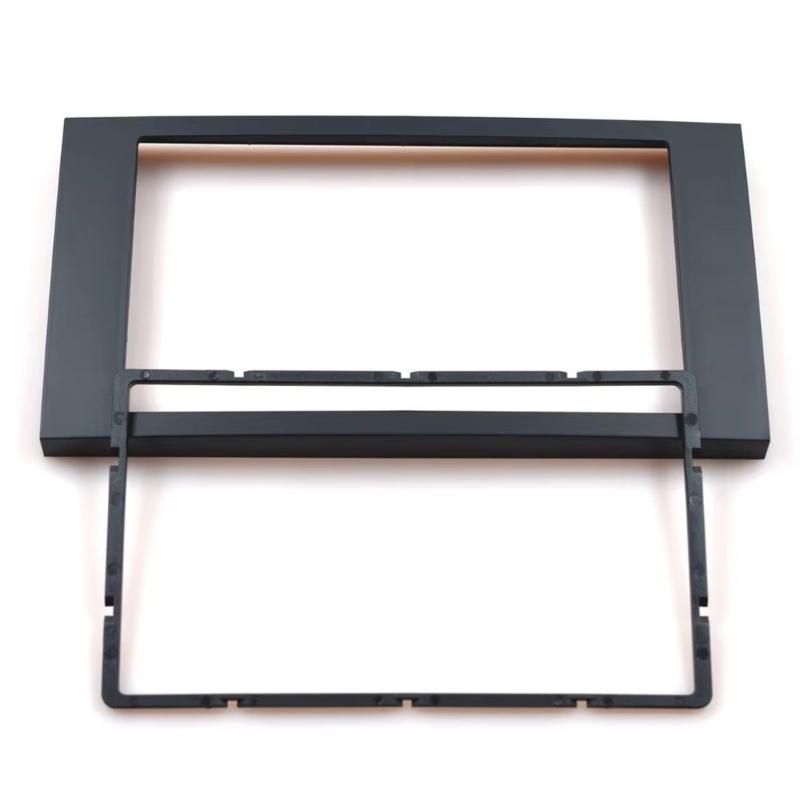 Car Radio Fascia Trim Panel, Double DIN Installation Frame with Black Plastic Surround and Inner Mounting Frame for Center Console Replacement