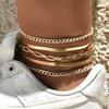 Retro and Exaggerated Multi-layer Metal Chain Bead Chain Anklet Fashion Trend Girl Multi-layer Anklet Temperament Jewelry