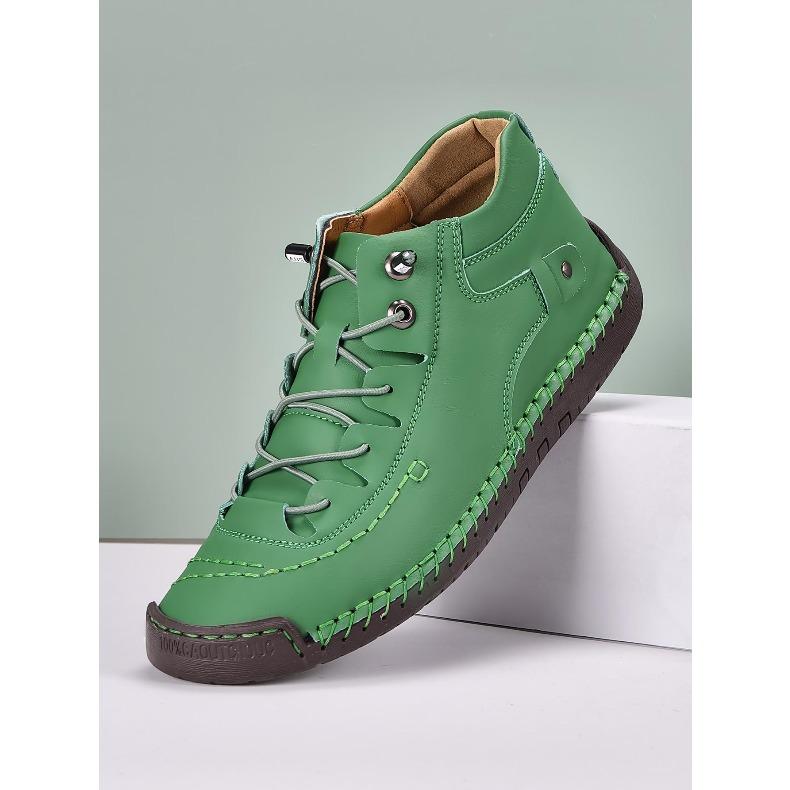 New Fashion Sneakers Women Hand-stitching Leather Casual Shoes Design Platform Loafers Breathable Flats Shoe Driving Plus Size