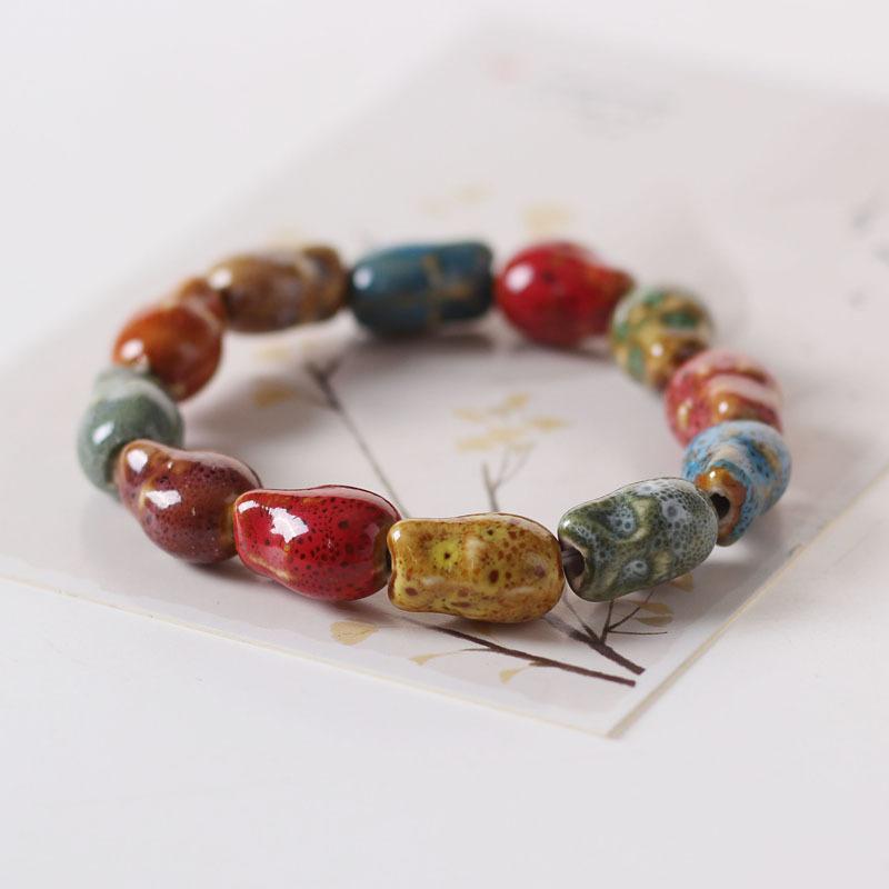 Ceramic Bracelet Jewelry Fashion Flower Glaze Bead Bracelet Multicolor Casual Bohemian Bracelet