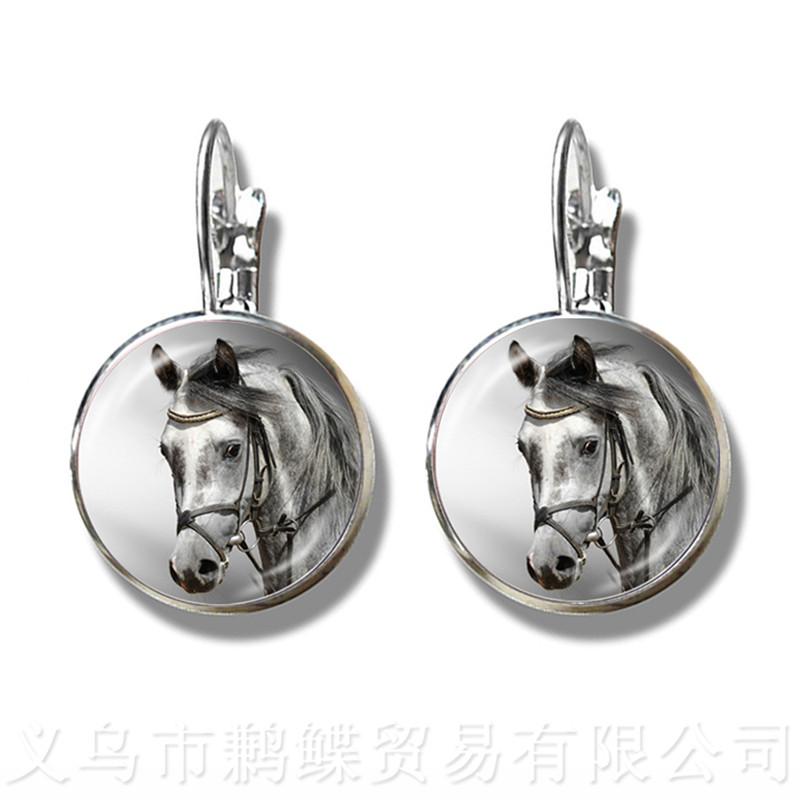 

Cute Purple Unicorn Fly Horses 16mm Glass Cabochon Earrings Jewely Silver Plated Stud Earrings For Women Girls Gift