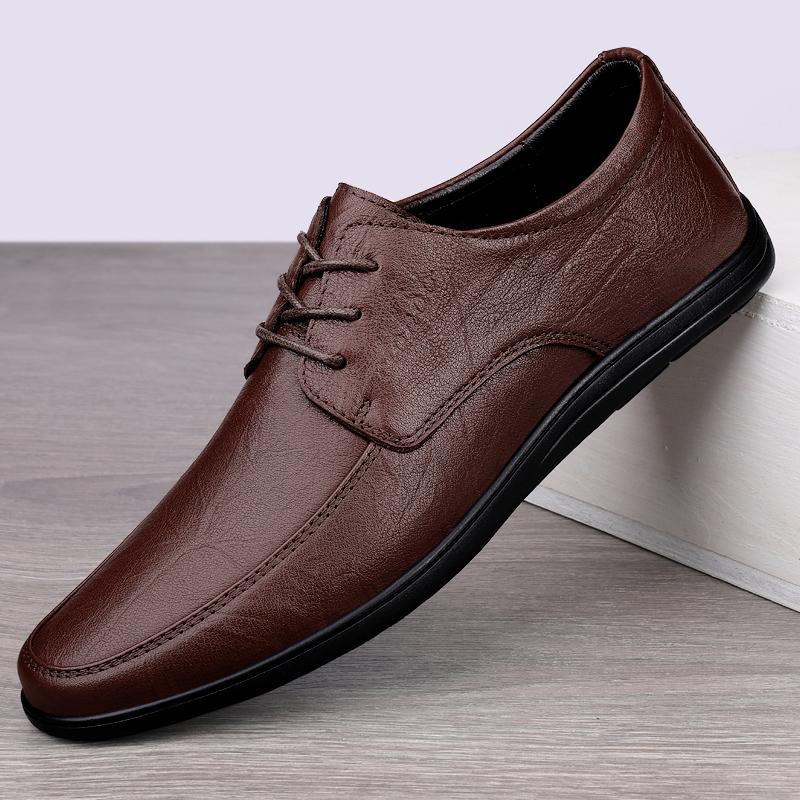 

Бренд Мужская Офисная Деловая Повседневная Обувь Качественная Кожа На Шнуровке Для Ходьбы Новый Стиль Мода Мягкая Подошва Дышащая Формальная Обувь-Лоферы 46