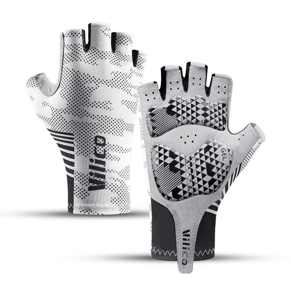 BEPAN  Half Finger Summer Cycling Gloves Breathable Anti-Slip Shock-absorption MTB Road Bike Gloves for Men Women Outdoor Sports L белый