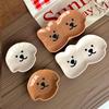 Adorable Ceramic Sauce Dish With Cute Dog & Bear Design - Single/Double Compartment Dip Bowl For Condiments, Snacks, Sushi, Soy