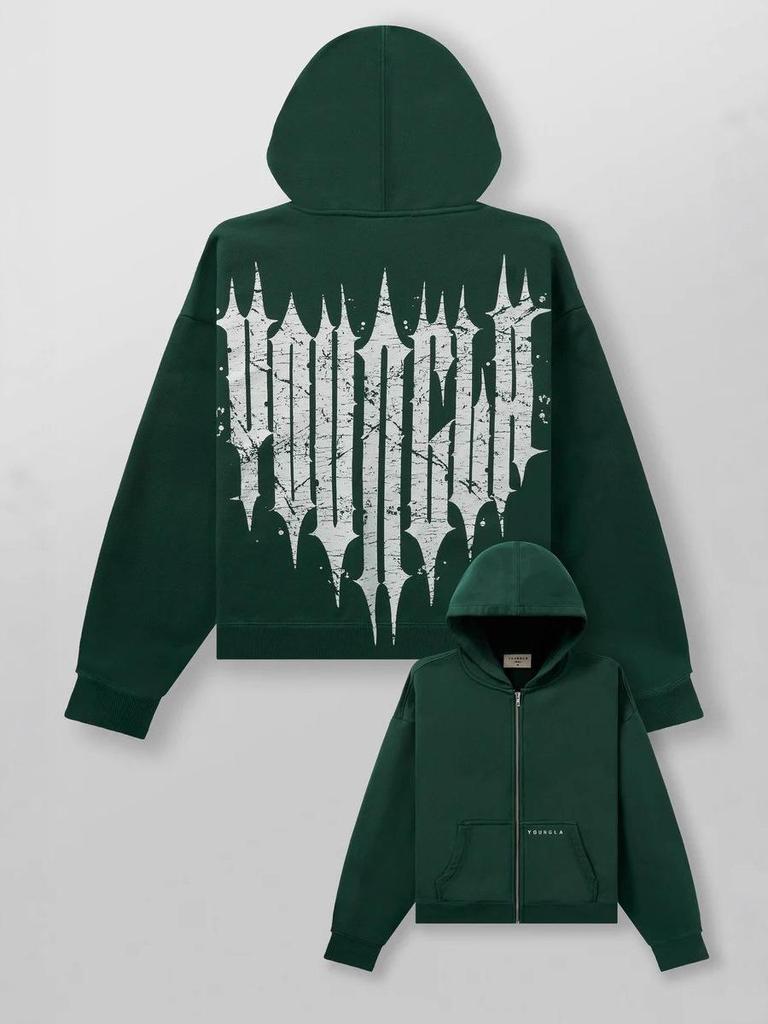 YOUNGLA Herren Kapuzenpullover mit Reißverschluss im amerikanischen Stil für Joggen & Fitness