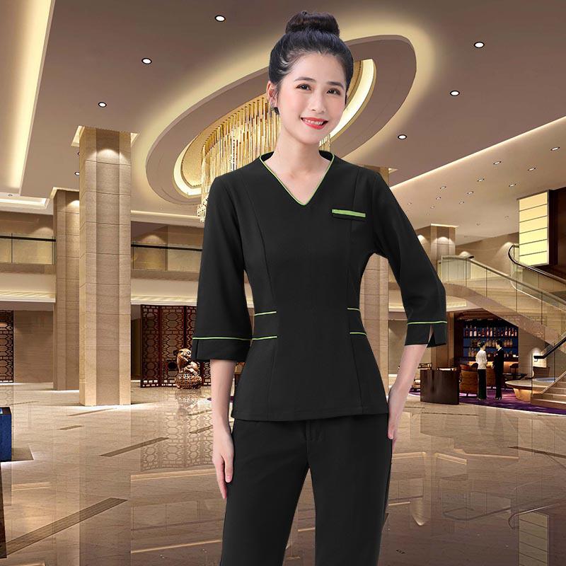 Women's Spring/Autumn Mid-Sleeve Beautician Uniform - White, High-End for Medical Beauty & Spa Technicians