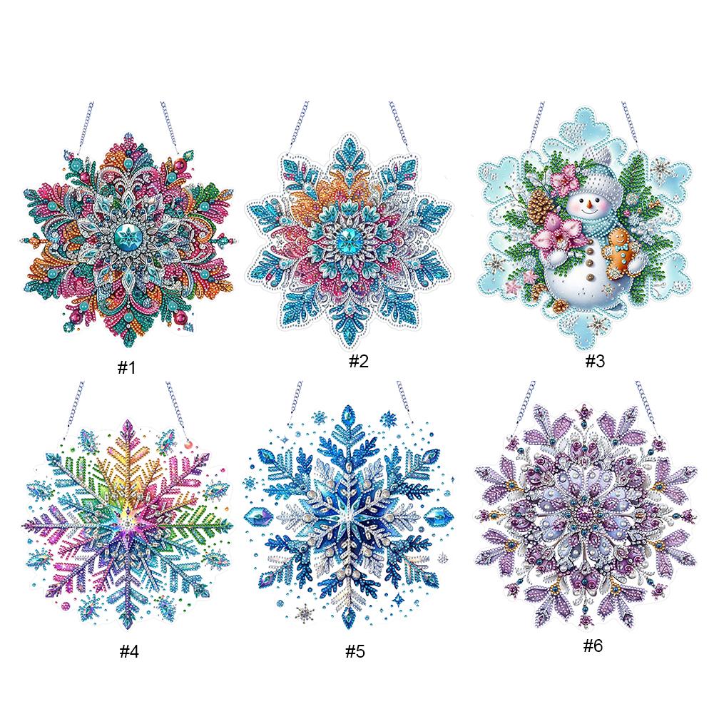 Snowflake Theme 2D/Flat DIY Rhinestone Diamond Art Window Pendants Special Shape Diamond Art Pendant Home Wall Decoration Crafts
