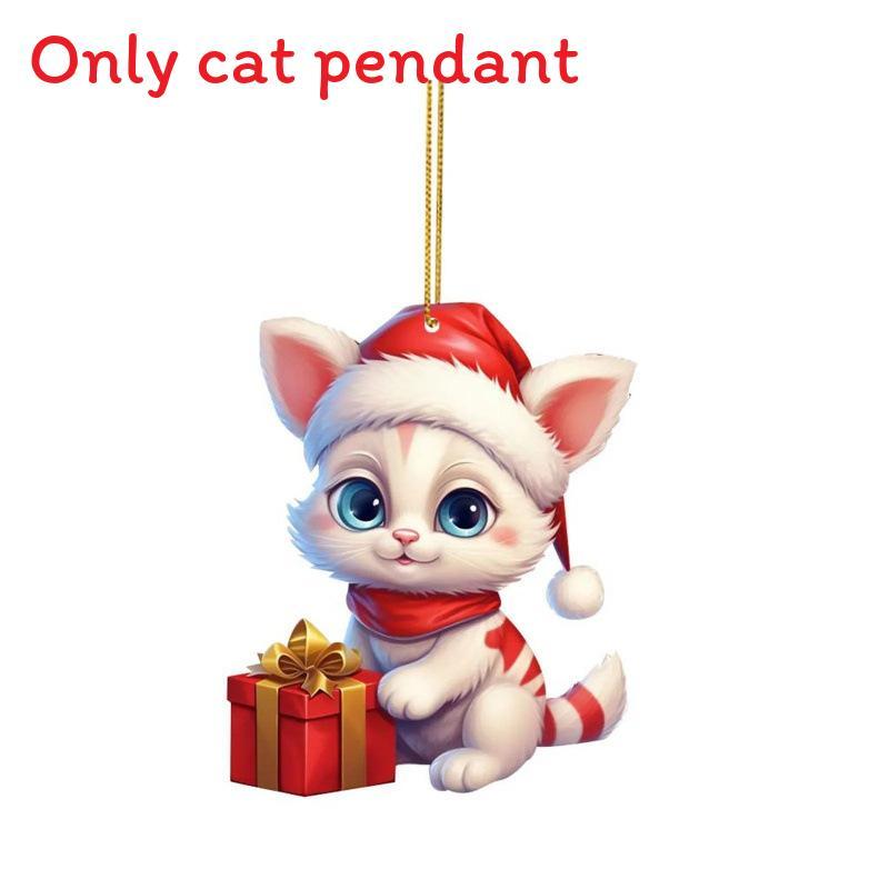 Christmas Cat Car Decor Acrylic Pendant For Holiday Vehicle Decoration
