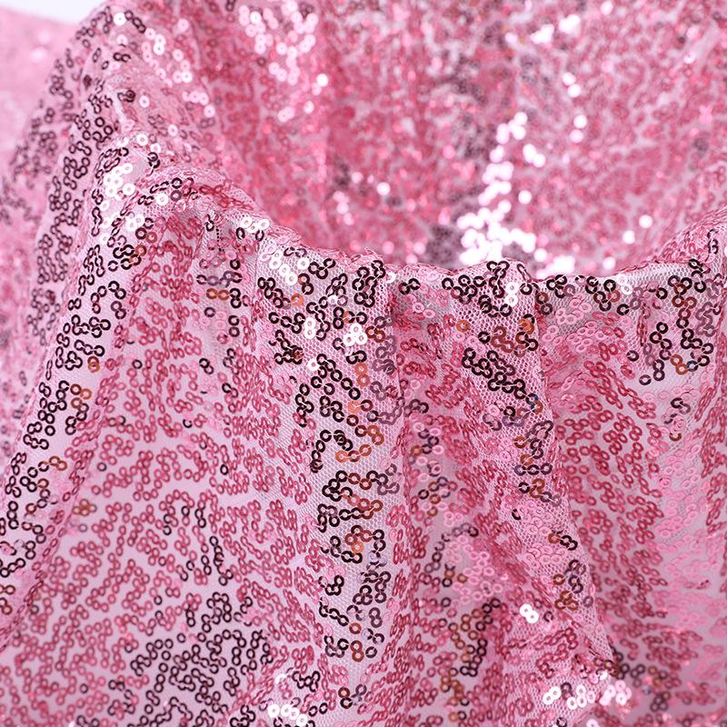 Effen Kleur 3mm Gecodeerde Paillettenstof DIY Kussensloop Jurk Kleding Bruiloft Verjaardag Huisdecoratie Mesh Stof Tafelkleed Decor 130x50cm roze