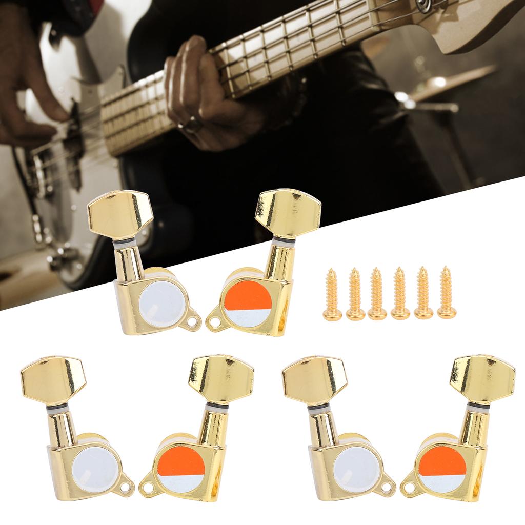 6Pcs Guitar Locking Tuners Tuning Pegs for Full Enclosed Electric Guitars AccessoriesGold
