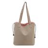 New Casual Drawstring Shoulder Bag Khaki Color Lightweight Handbag Trendy Large Capacity Tote Bag