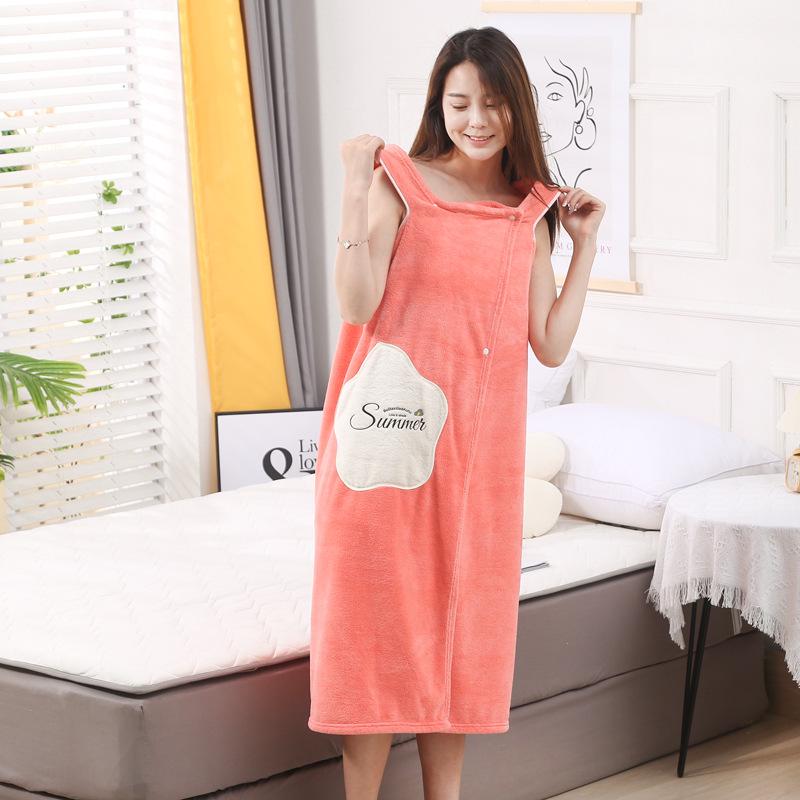 Women's Plus Size Coral Fleece Bath Skirt with Spaghetti Straps - Thick and Extra Large Wearable Bathrobe