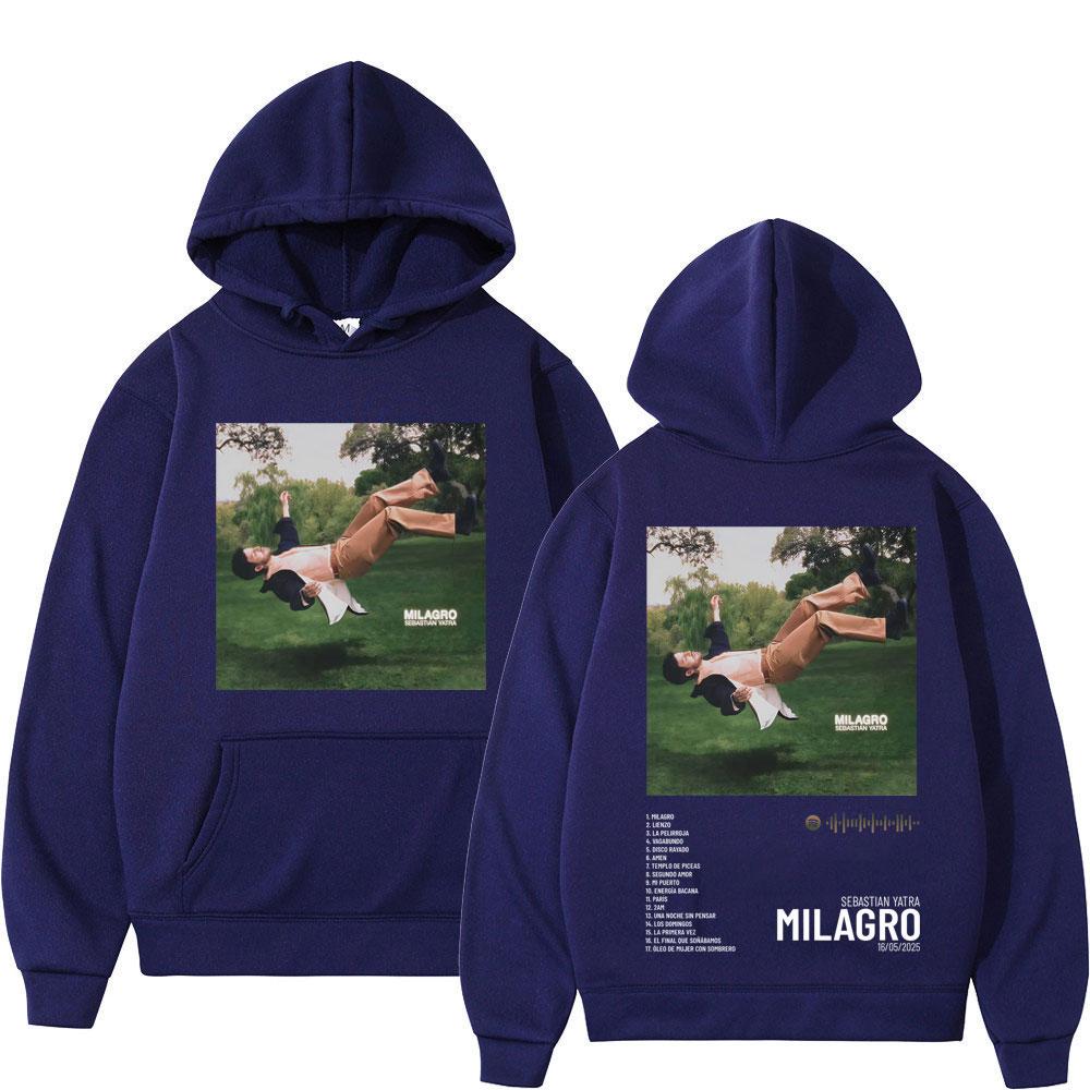 Singer SEBASTIAN YATRA Milagro 2025 Graphics Hoodie Men Women High Quality Pullover Long-sleeved Casual Fashion Sweatshirts Top