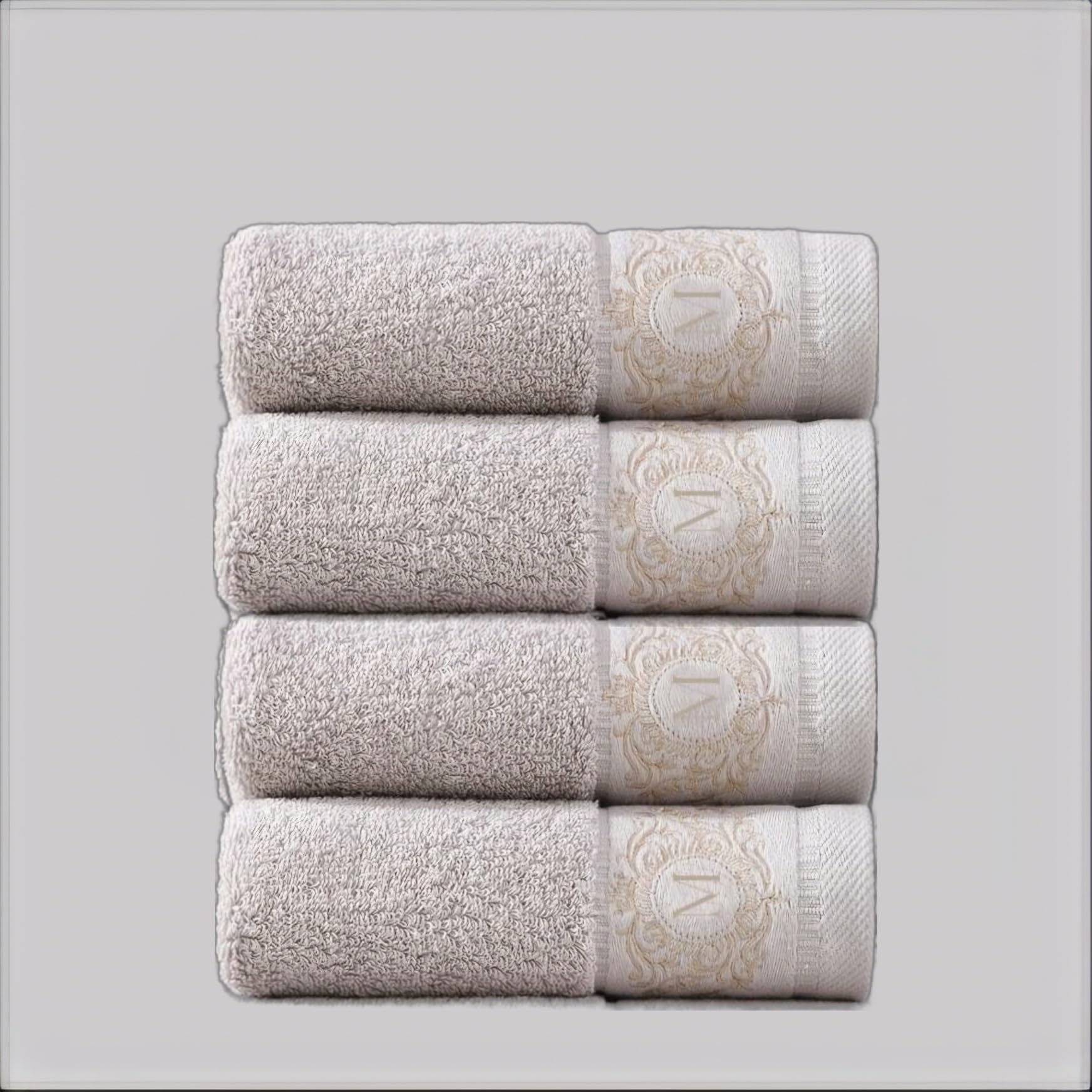 

EnycoMa Качество Комфорт Набор для рук и лица Высоко Подарочный 600GSM от 5 ~Полотенца для отеля~ Полотенца гостиничного качества, 4, Нежные для кожи, 100% хлопок, Впитывающие, серый