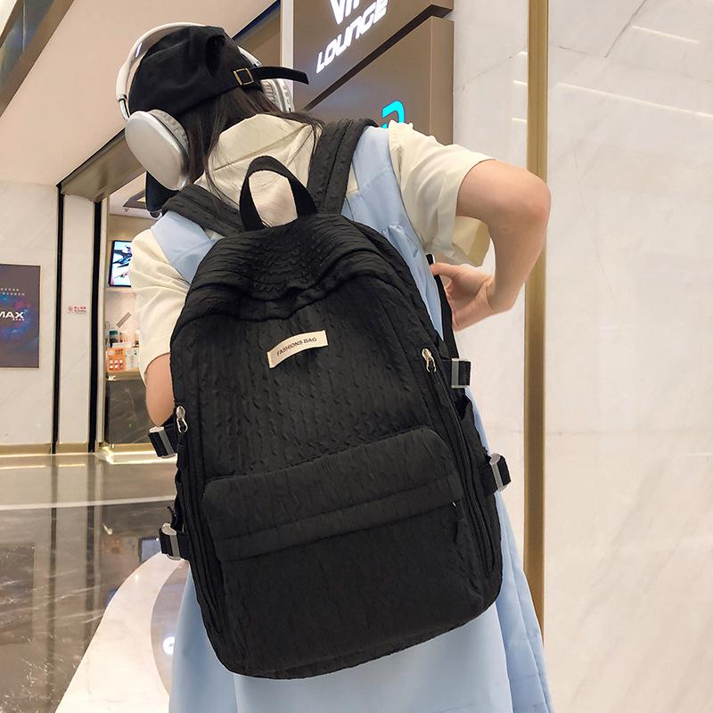 New high-value student schoolbag Korean version of fashion college style backpack large-capacity nylon cloth computer backpack tide