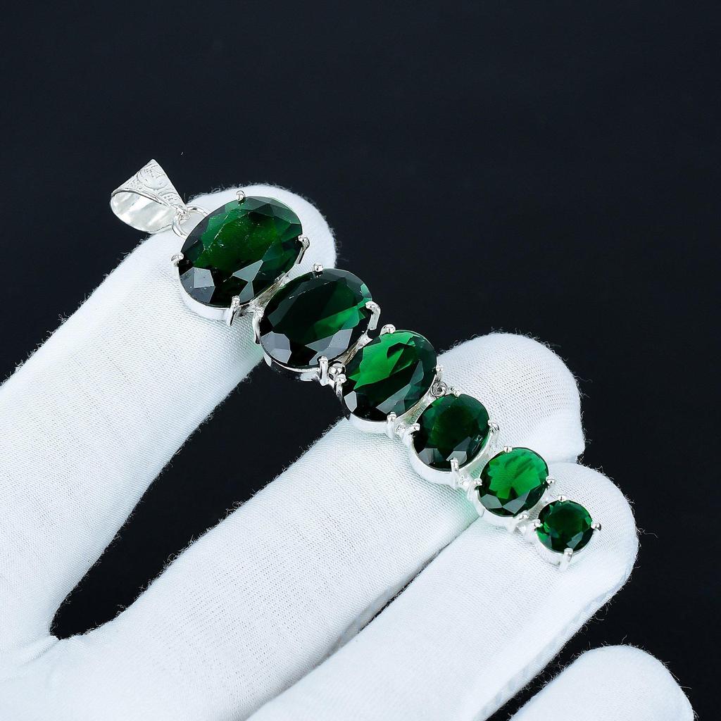 Green Tourmaline Pendant, 925 Sterling Silver Pendant, Handmade Pendant, Antique Pendant, Green Tourmaline Gemstone Pendant, Party Wear Gift