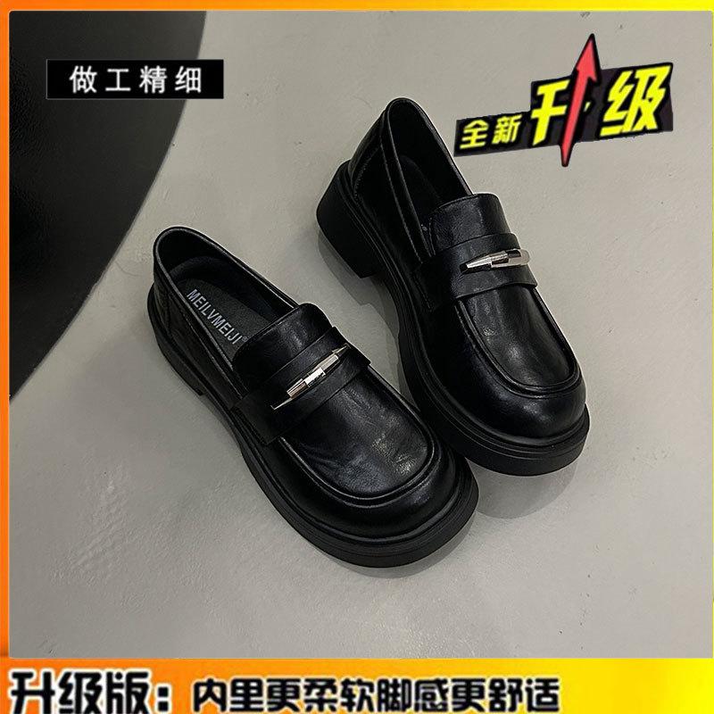 The First Layer of Cowhide Platform Loafers Women's Shoes 2025 New Flat Mary Jane Single Shoes British Style Leather Small Leather Shoes