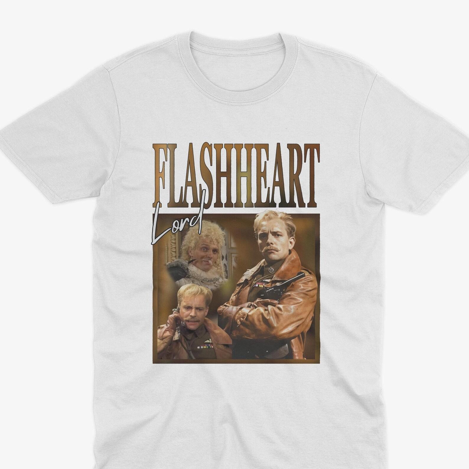 Lord Flashheart Retro Blackadder T-Shirt - Blackadder Tribute, Lord Flashheart T-Shirt, Rik Mayall T-Shirt, Blackadder Woof Flashheart Quote 3XL