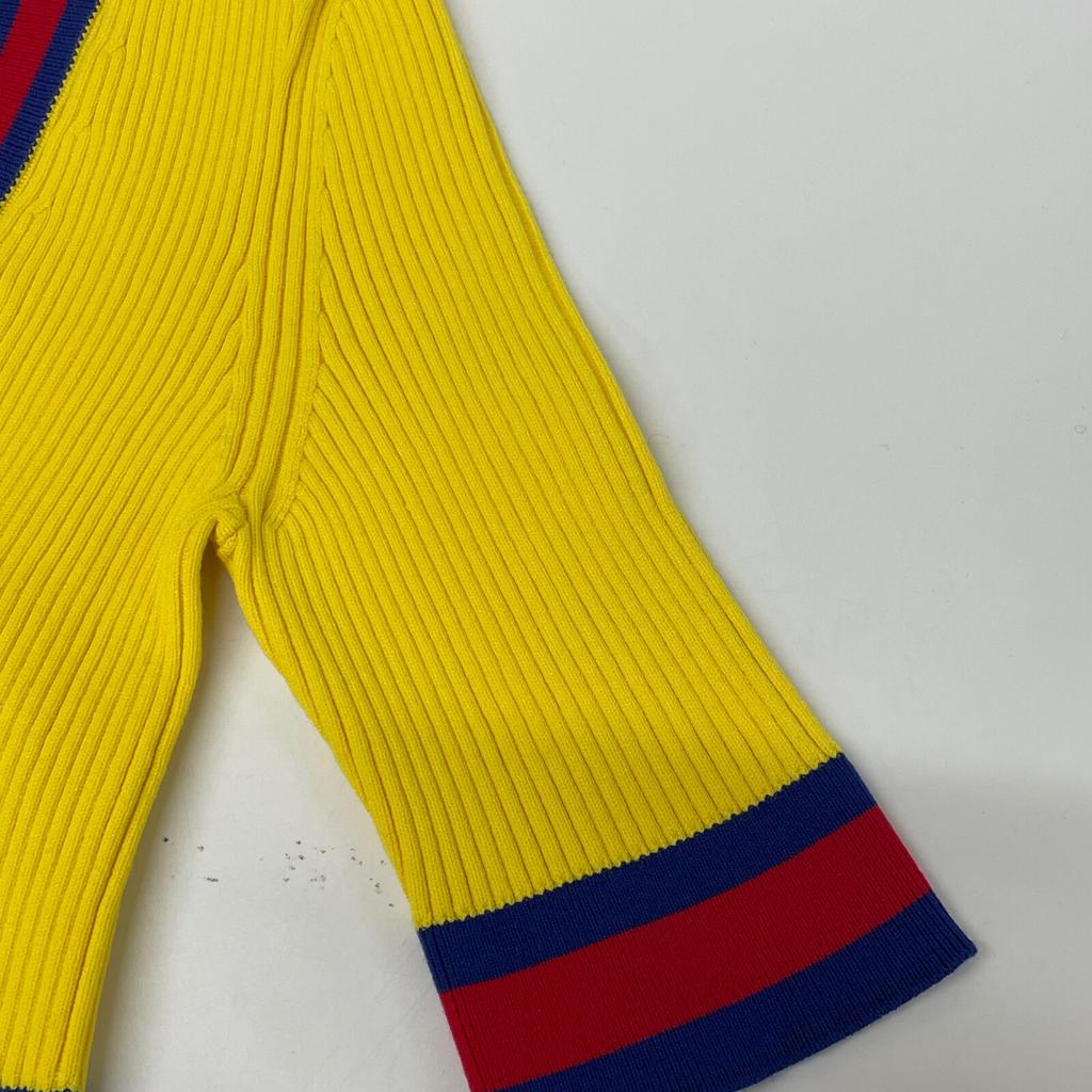 Gucci 756271 Yellow Stretch Viscose Top Cropped V-neck Knit Top Tops M yellowUsed