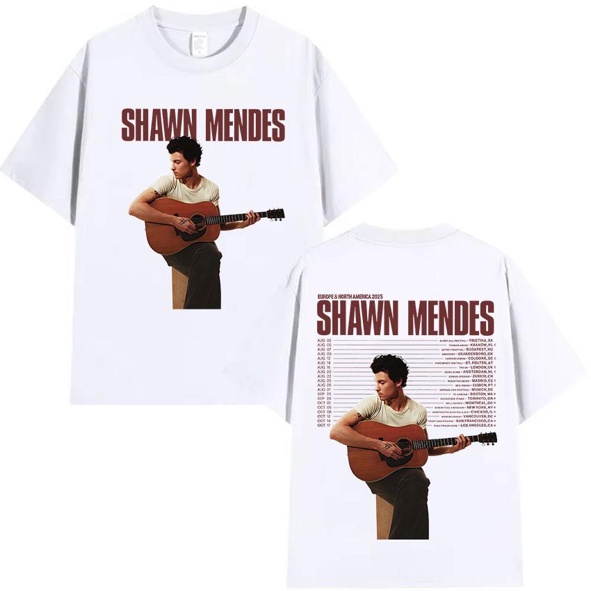 Zpěvák Shawn Mendes Turné 2025 Grafické tričko k albu Pánská móda Vysoce kvalitní bavlněná trička Hip Hop Gotické Tričko s krátkým rukávem