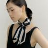 Frame Long Twilly Silk Scarf - Navy/Almond