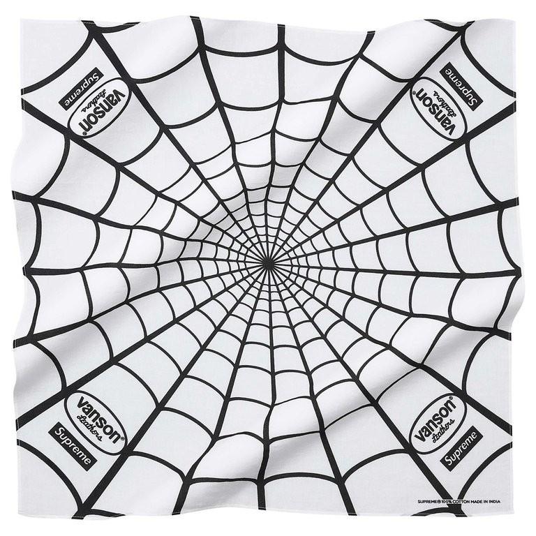 Supreme x Vanson Leathers Spider-Man Bandana White One-Size