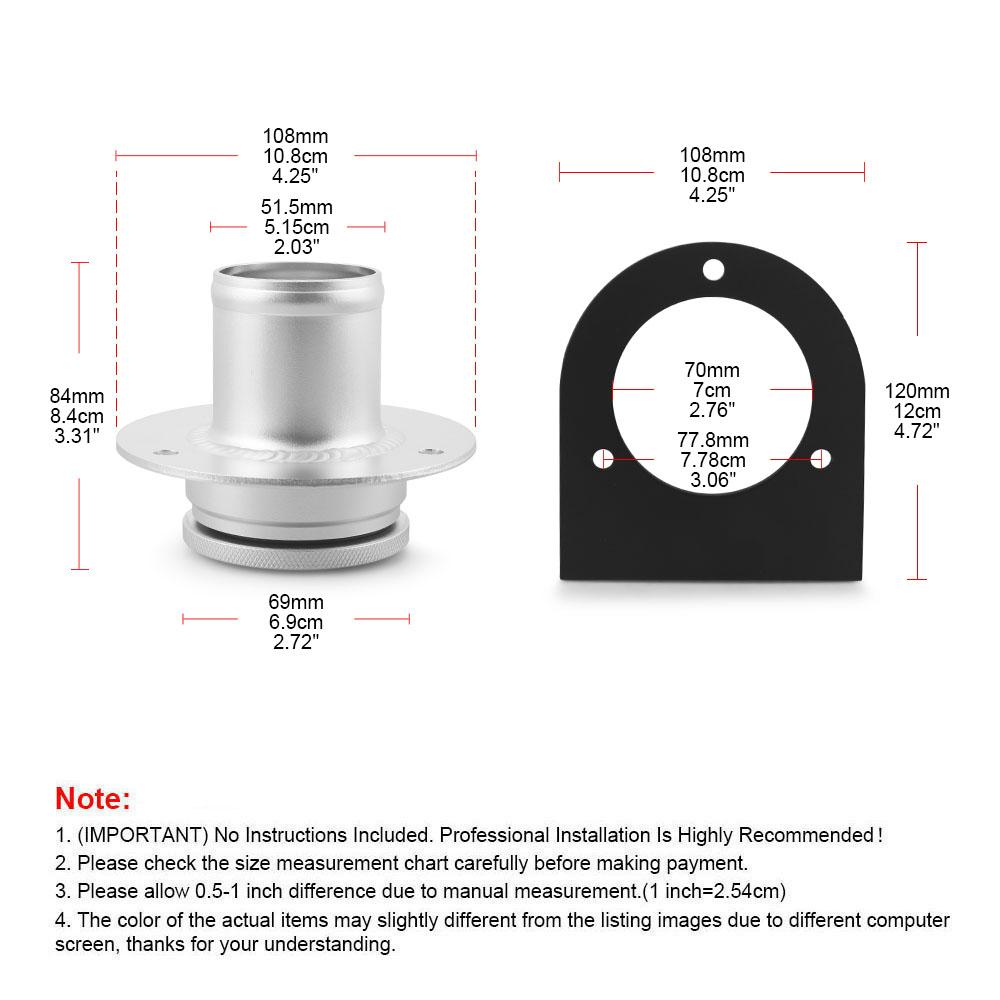 For 2" Hose Connection 17-2530 Remote Fuel Tank Filler Neck With Billet Aluminum Gas Cap & Weld-On Steel Mount Bracket