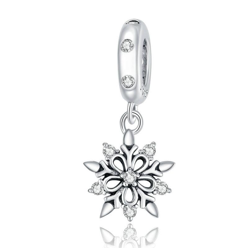 bamoer 925 Silver Blue Snowflake Spacer Charm Frozen Ice Crystal Opal Sun Pendant for Bracelet Women Fashion Jewelry