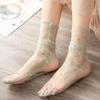 See Through Transparent Women Socks Colorful Star Summer Ultra-thin Nylon Loose Long Socks Women Sweet Girls Mesh Lace Socks Sox
