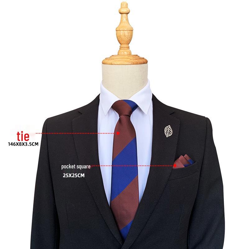 2025 Men's Wide Stripe Business Tie & Pocket Square Set with Gift Box