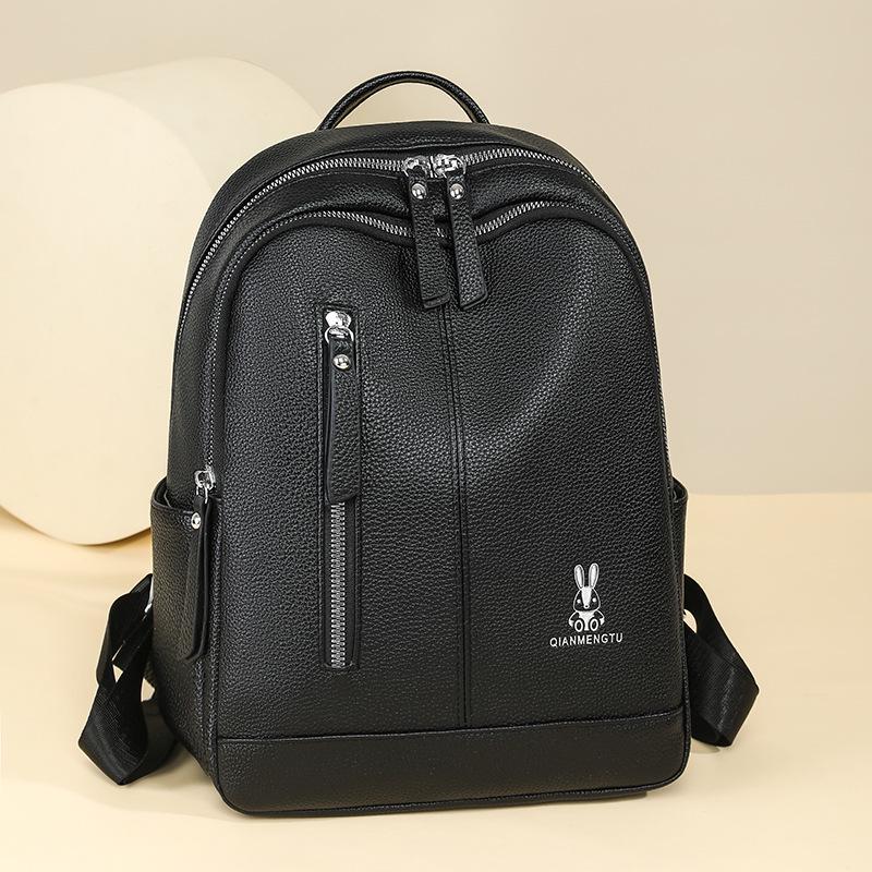 

Женский простой рюкзак из мягкой кожи - Универсальный, Повседневный, Большой вместимости для путешествий и прогулок 25 x 14 x 33 cm чёрный