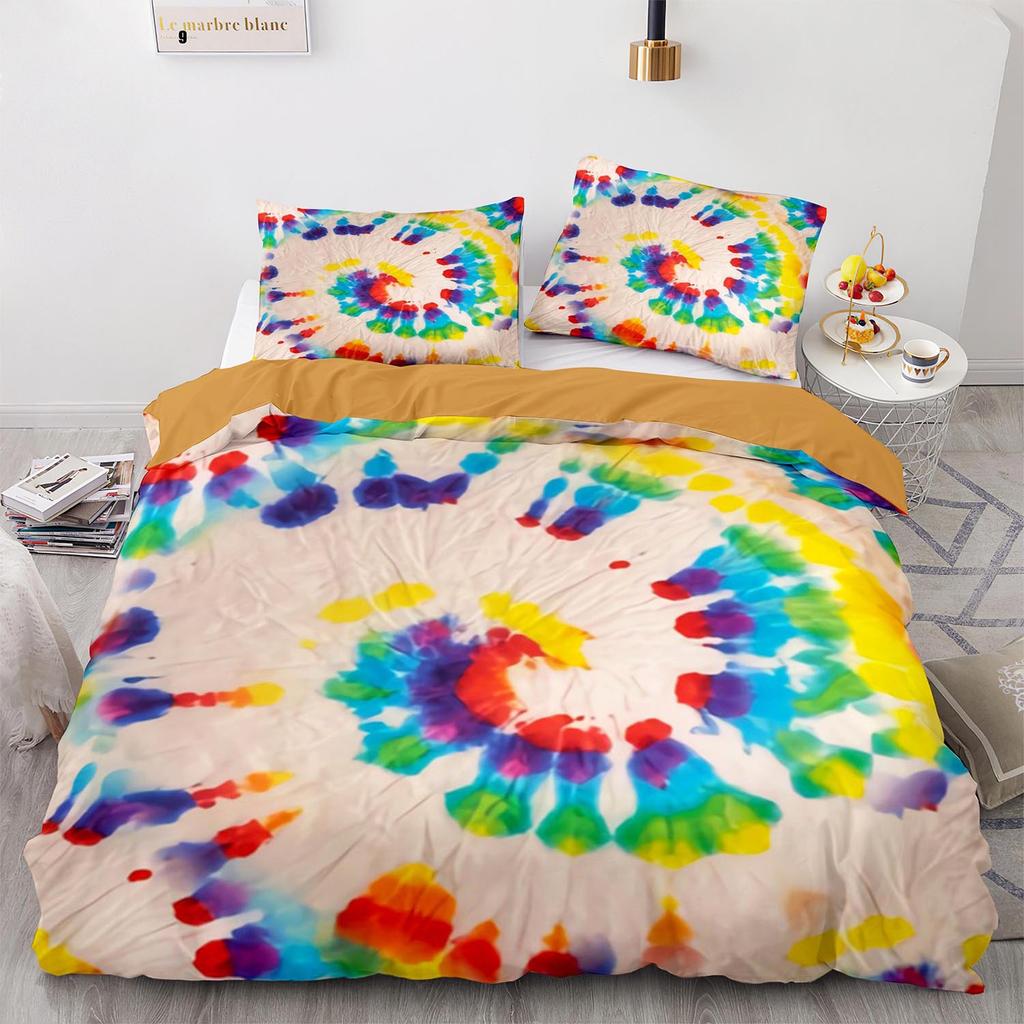 Digital Printing Three-Piece Rainbow Spiral Quilt Cover Size Quilt Cover 3D