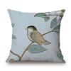 Lovely Blue Flower Bird Home Decoration Art Cotton Linen Sofa Chair Seat Throw Pillow Case Nordic Elegant Cushion Cover