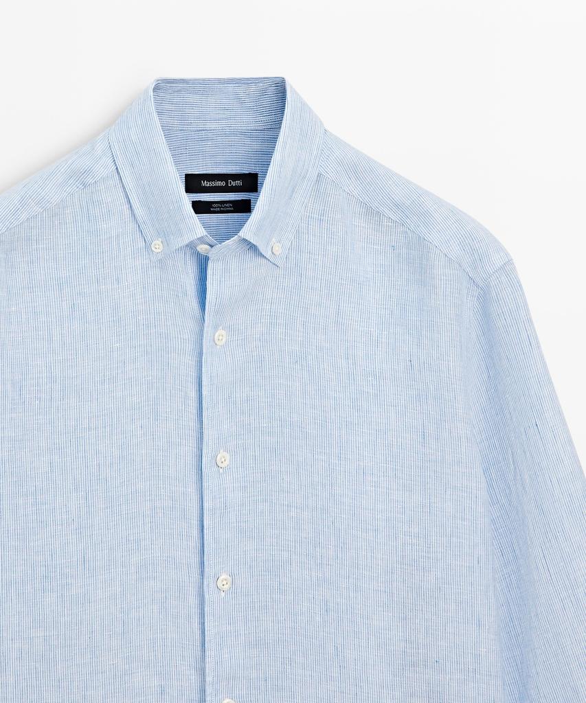 Masimodutti 100% Linen Regular Fit Pinstripe Shirt