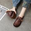Women's Handmade Thick-Soled Lace-Up Wedge Shoes - Soft, Breathable Cowhide for Comfortable, Versatile Wear