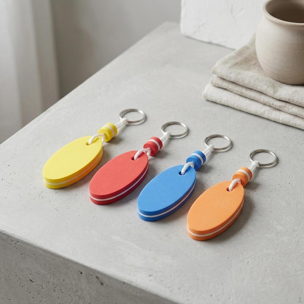 4x Floating Keychain Oval Keyring for Surfing Fishing Outdoor Water Sports