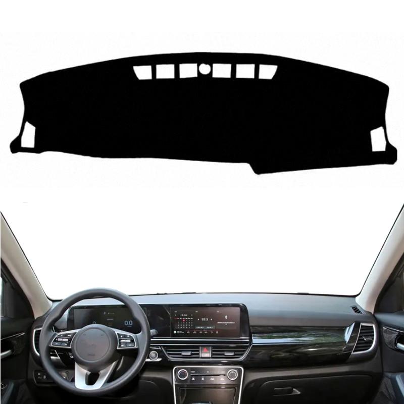 Car Styling For Kia Seltos SP2 2024 Dashboard Cover Dash Mat trument Sunshade Carpet Rug Accessories Black(Black Edge)