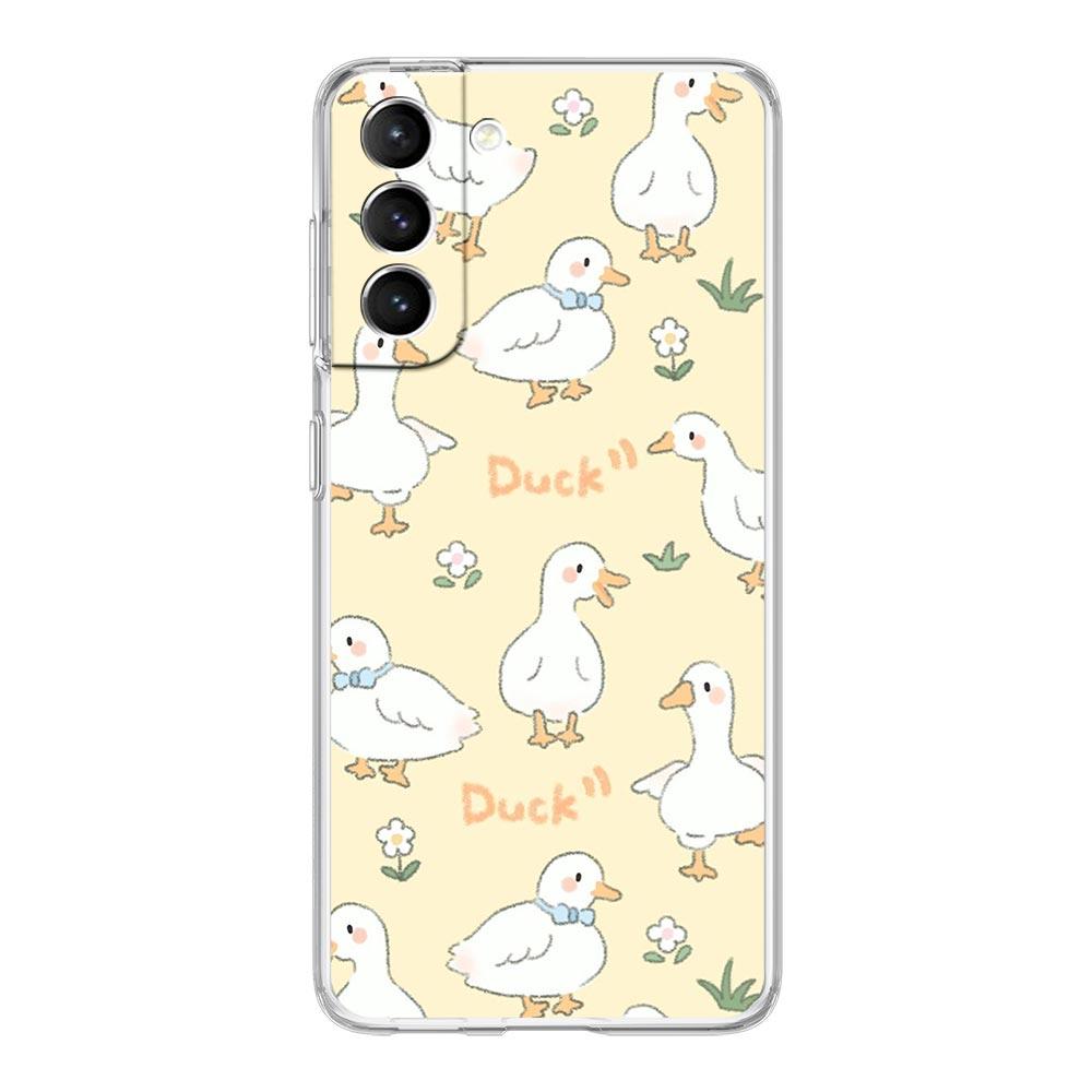 Phone Case For Samsung Galaxy S24 Plus S23 S22 S21 S20 FE Ultra 5G S10 S10E S9 Soft Clear Silicone Cover Cartoon Duck Goose Game
