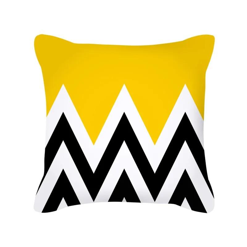 Yellow Pattern Home Decoration Cushion Cover Nordic Style Home Sofa Cushion Cover Black and Gray Striped Plaid Pillow Cover