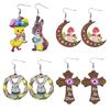 Handmade Bunny Moon Mushroom Earrings Rabbit Duck Egg Easter Earrings for Women
