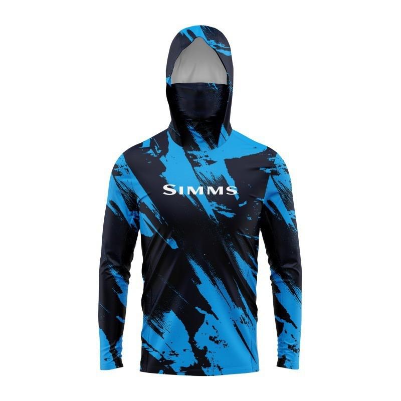 Mens Quick-Dry Fishing Hoodie With Face Cover Outdoor Bass Spinning Apparel Lightweight Sun Protection Shirt